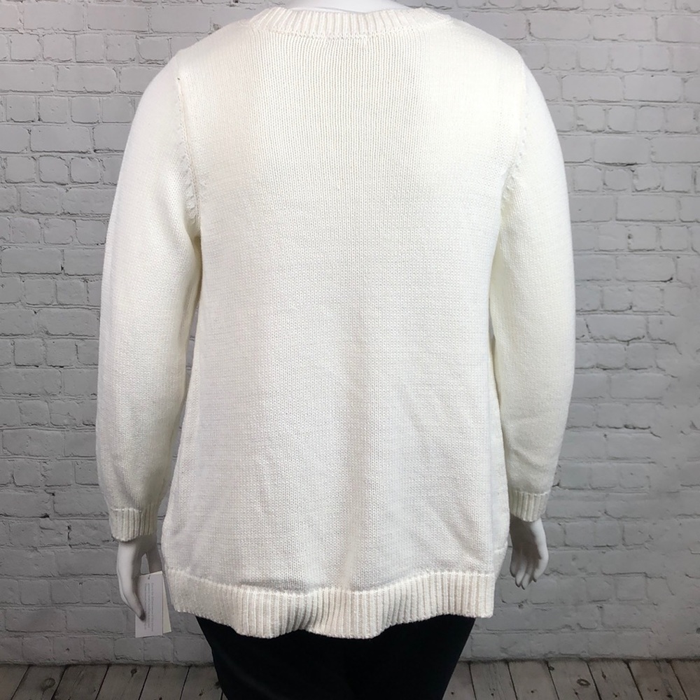 1X 2X Style & Co Winter White Floral Sweater Plus - Picture 3 of 5